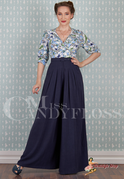 Miss Candyfloss - Fatima-Indigo Floral Jumpsuit