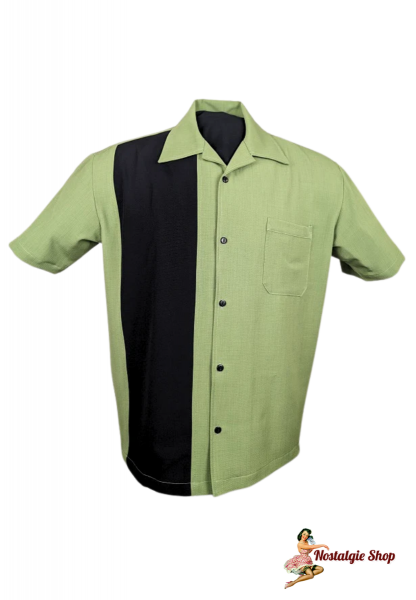 Steady Clothing - PopCheck Single Wide Panel Bowling Shirt in Apple/Black