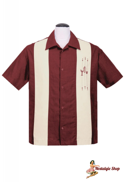 Steady Clothing - The Shake Down Bowling Shirt in Ruby/Cream