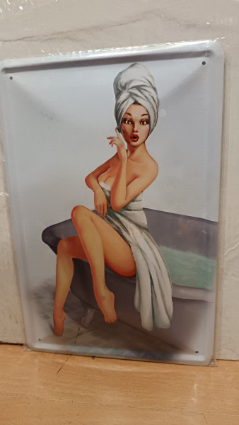 Pin up im Bad Blechschild