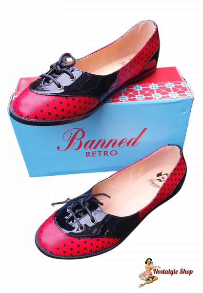 Banned - Punkte Lack Ballerina Schuhe "Hello Sunshine Flats"