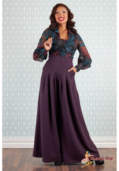 Miss Candyfloss - Calgary Bo 40's Palazzo Trousers Purple