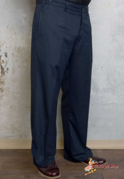 Rumble 59 - Vintage Loose Fit Pants New Jersey - Fischgrat blau