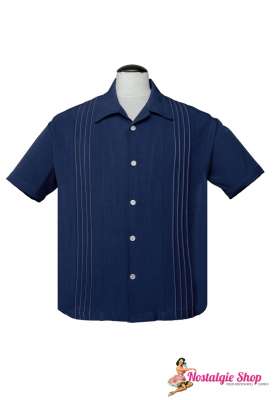 Steady Retro Bowling Shirt - The Otis Navy