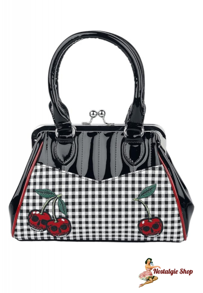 Banned - Retro Rockabilly Cherry Handtasche schwarz/rot/weiß