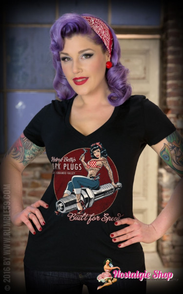 Rumble59 Damen T-Shirt Hotrod Betty\'s Spark Plugs | Nostalgieshop
