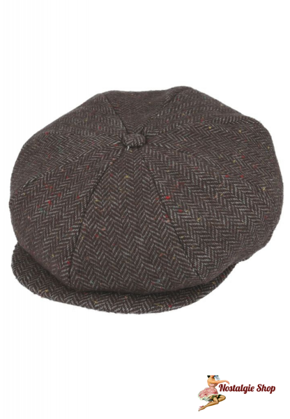 Maz - Herringbone 8 Panel Gatsby Cap - Brown